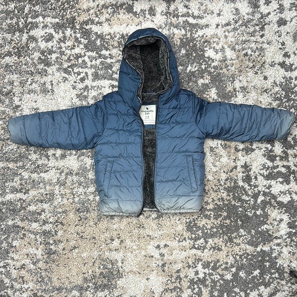 Abercrombie Kids Blue Fur Lined Puffer Jacket - Picture 1 of 7